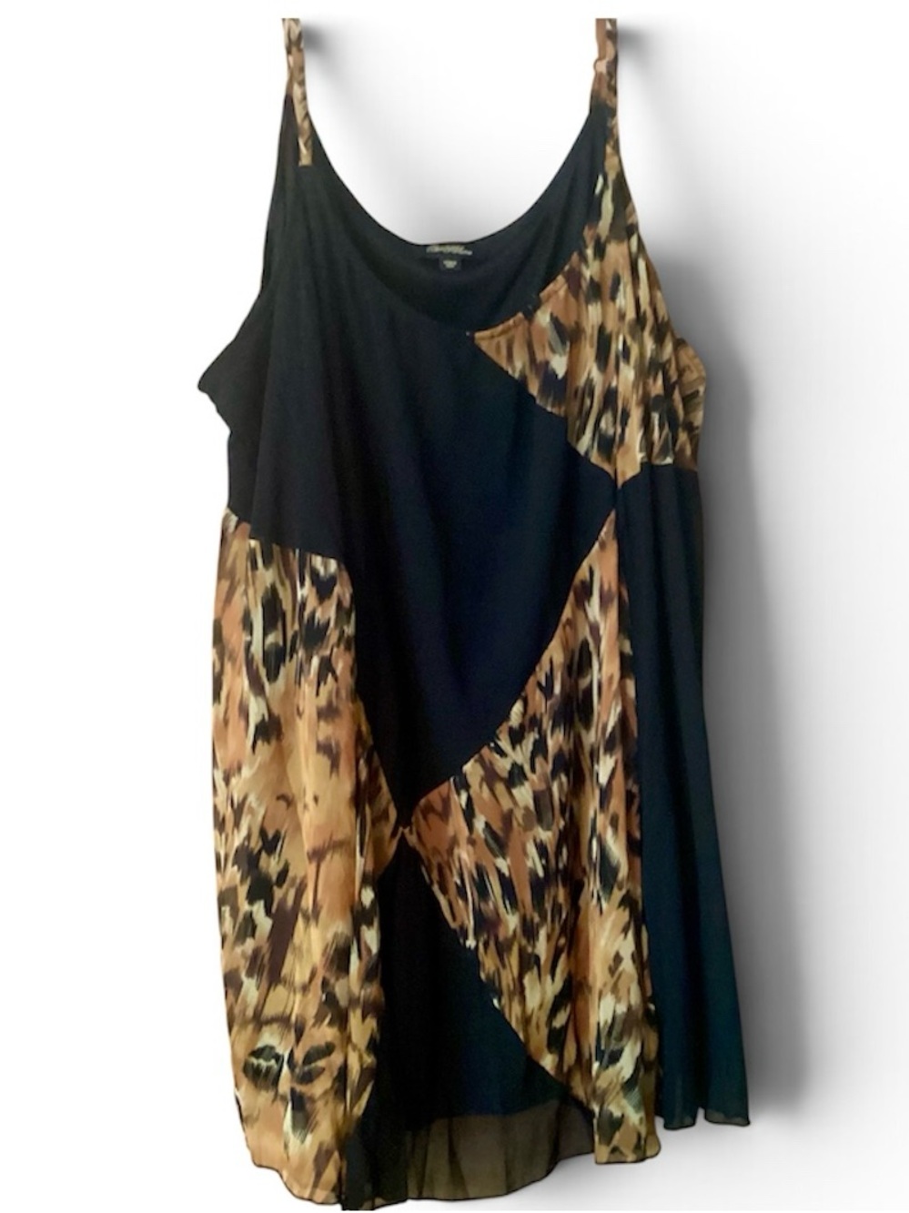 By Together Black Sleeveless Tank Dress with Animal Print Accents